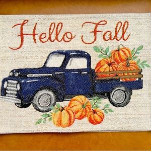 Farmhouse Blue Truck With Pumpkins Placemats